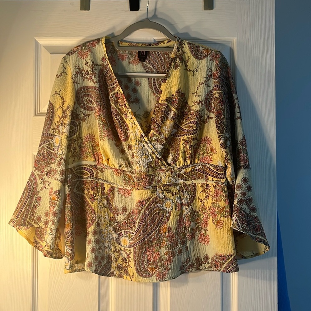 Large Paisley Scarf Sleeve Top